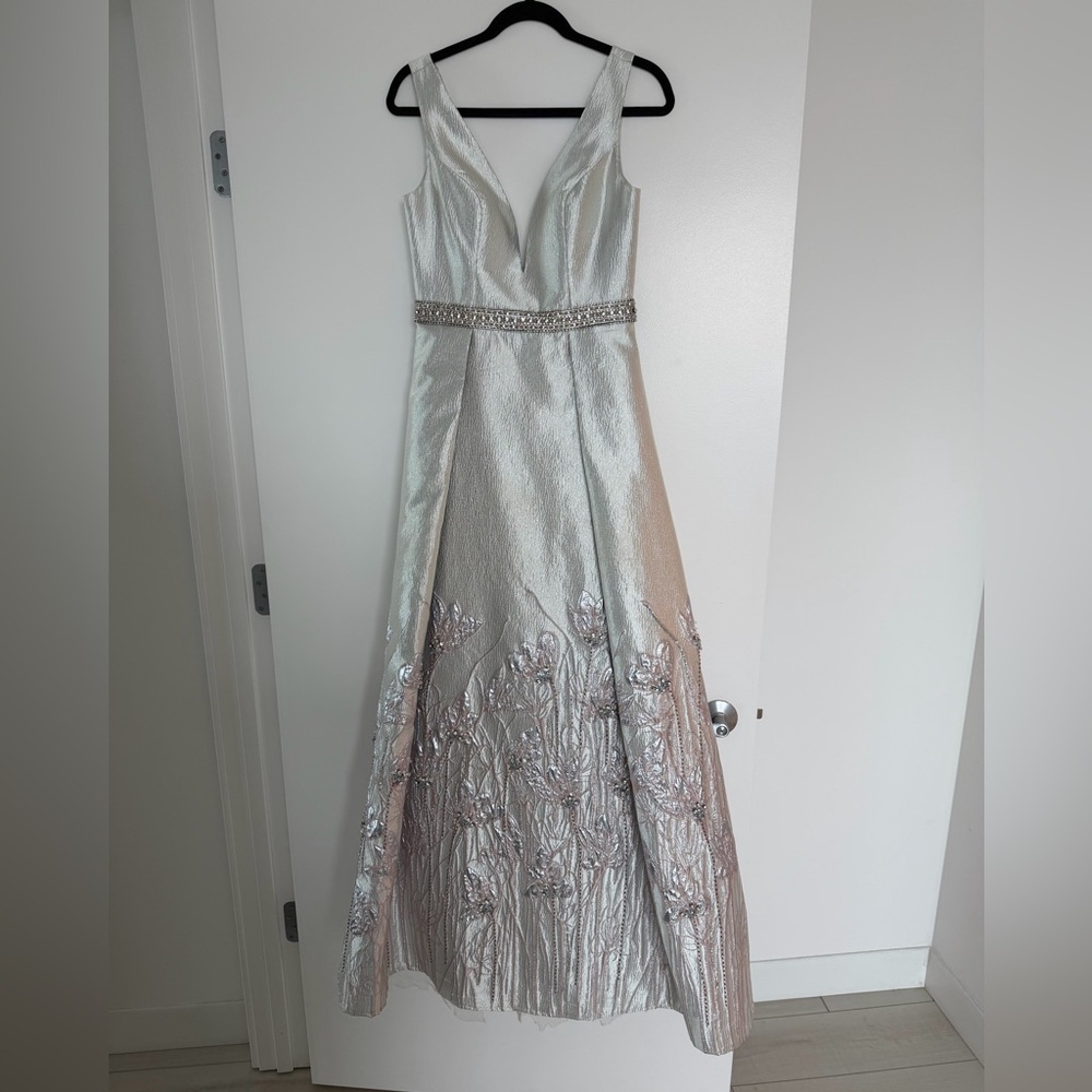 Jovani Elegant Silver Evening Gown